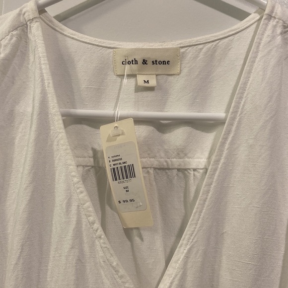 NWT Anthropologie - Cloth & Stone - Button-Front Mini Dress in White - Picture 8 of 14